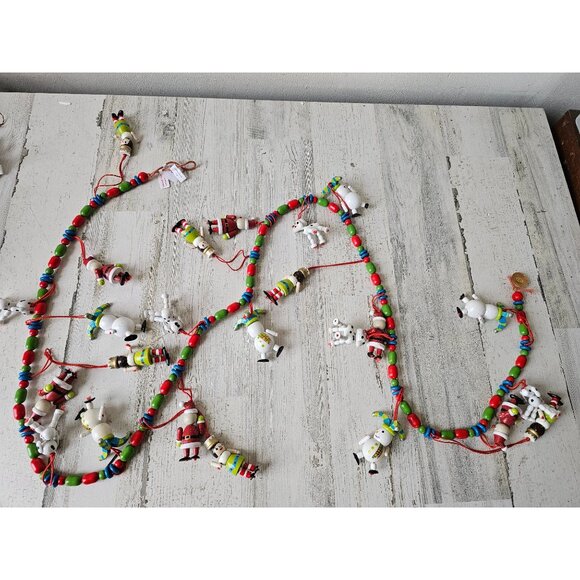 Bombay Garland dog snowman RARE Santa unique Xmas tree vintage garland - Picture 1 of 6